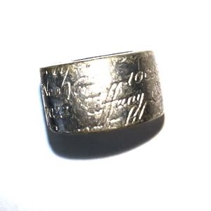 Tiffany & Co. 1997 Sterling Silver Script Writing Ring Size 7